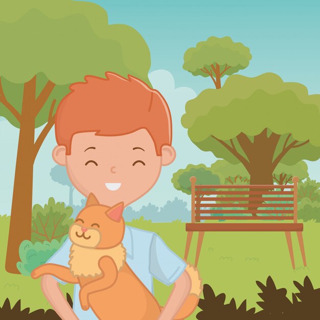 Niño con diseño de dibujos animados de gato