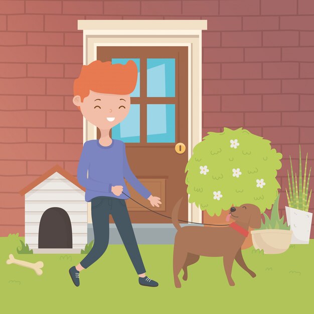 Niño con diseño de dibujos animados de perro
