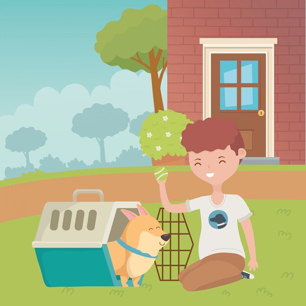 Niño con diseño de dibujos animados de perro
