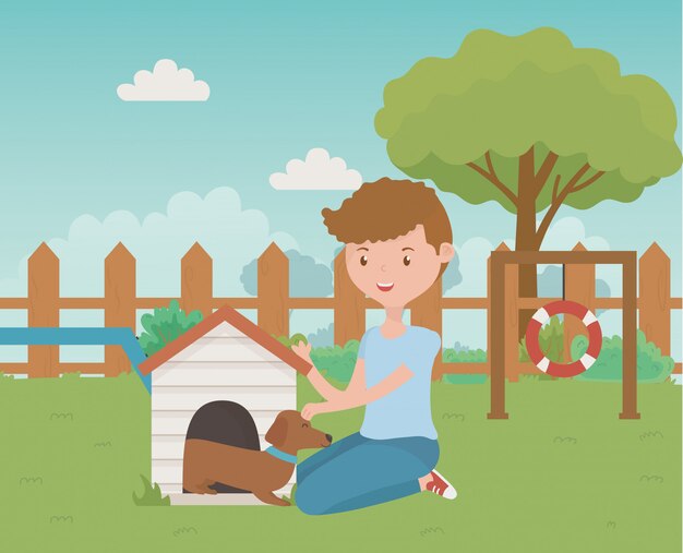 Niño con diseño de dibujos animados de perro
