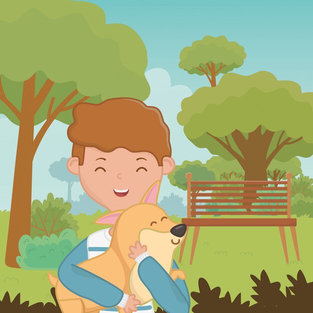 Niño con diseño de dibujos animados de perro