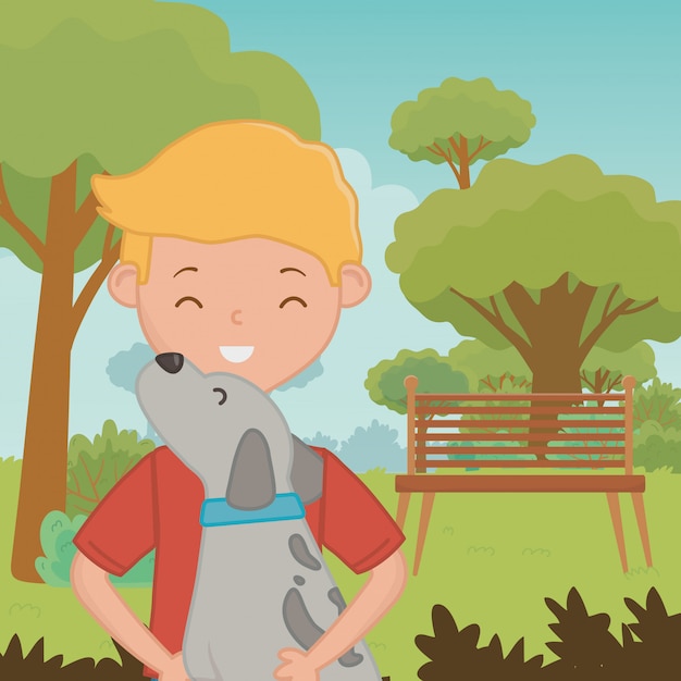 Niño con diseño de dibujos animados de perro