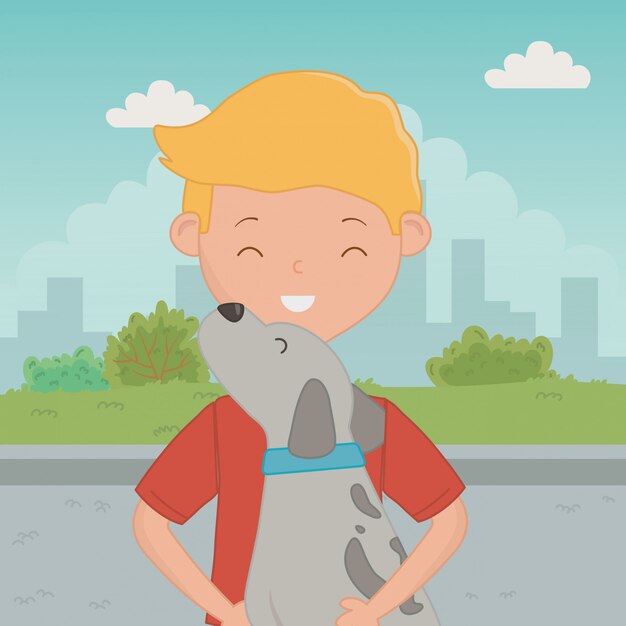 Niño con diseño de dibujos animados de perro