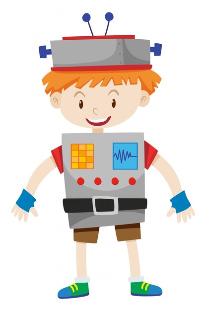 Niño disfrazado de robot