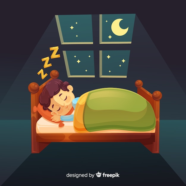 Niño durmiendo en la cama