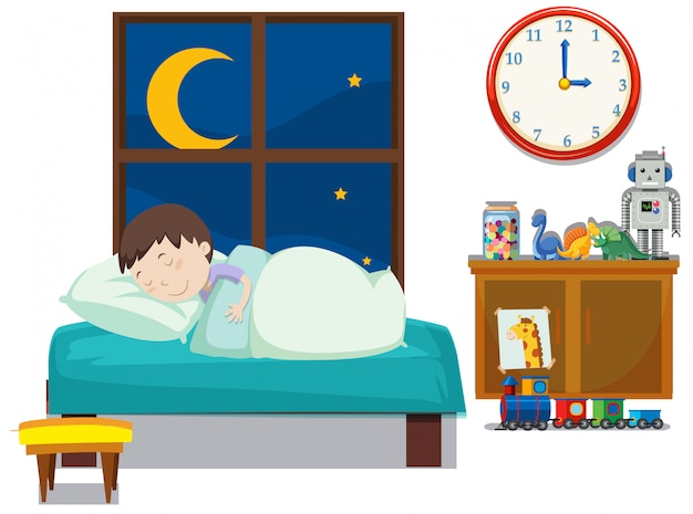 Familia de dibujos animados leer un cuento antes de dormir | Vector Premium