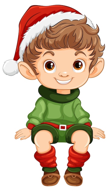 Vector gratuito un niño elfo alegre con trajes festivos