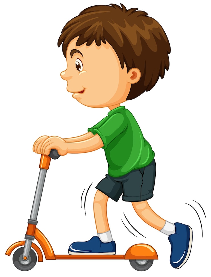 Vector gratuito niño, equitación, en, scooter