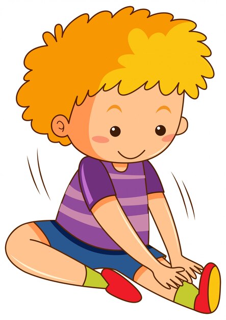 Un niño estirando el cuerpo
