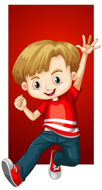 Vector gratuito niño feliz en camisa roja