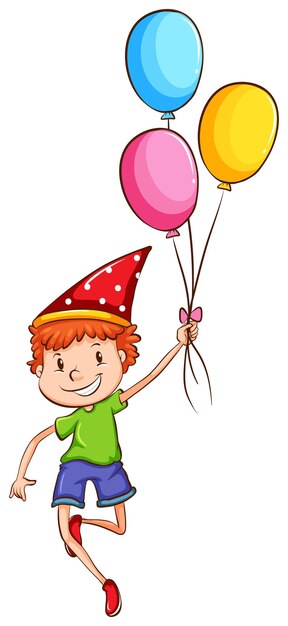 Un niño feliz con globos.