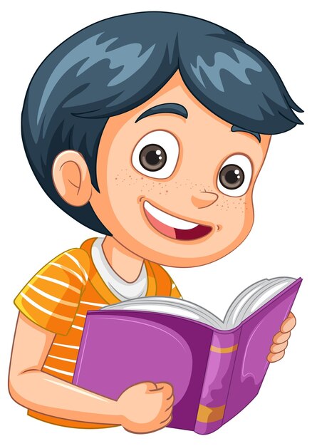 Un niño feliz leyendo un libro