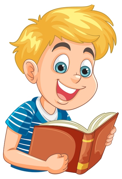 Un niño feliz leyendo un libro