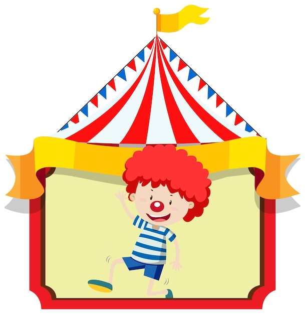 Niño feliz con nariz de payaso en carpa de circo