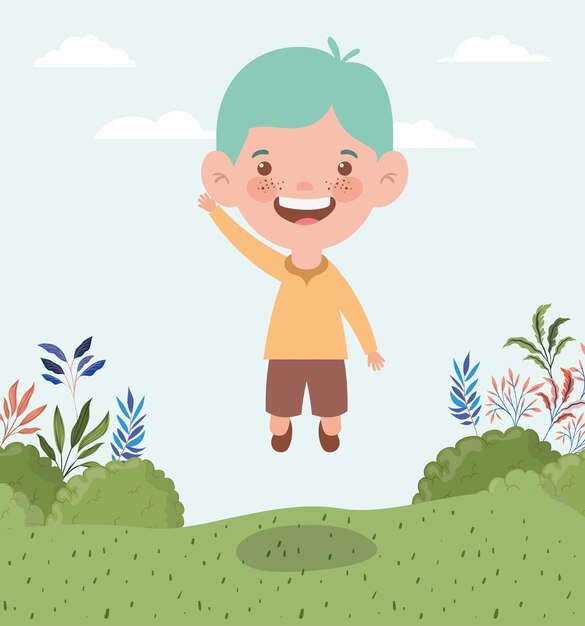 Niño feliz en el paisaje