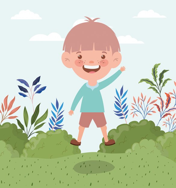 Niño feliz en el paisaje