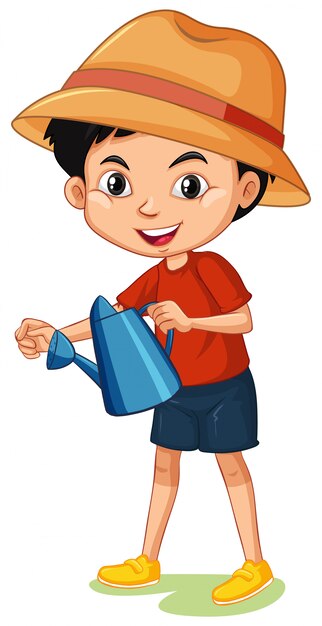 Un niño feliz con regadera