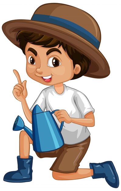Un niño feliz con regadera
