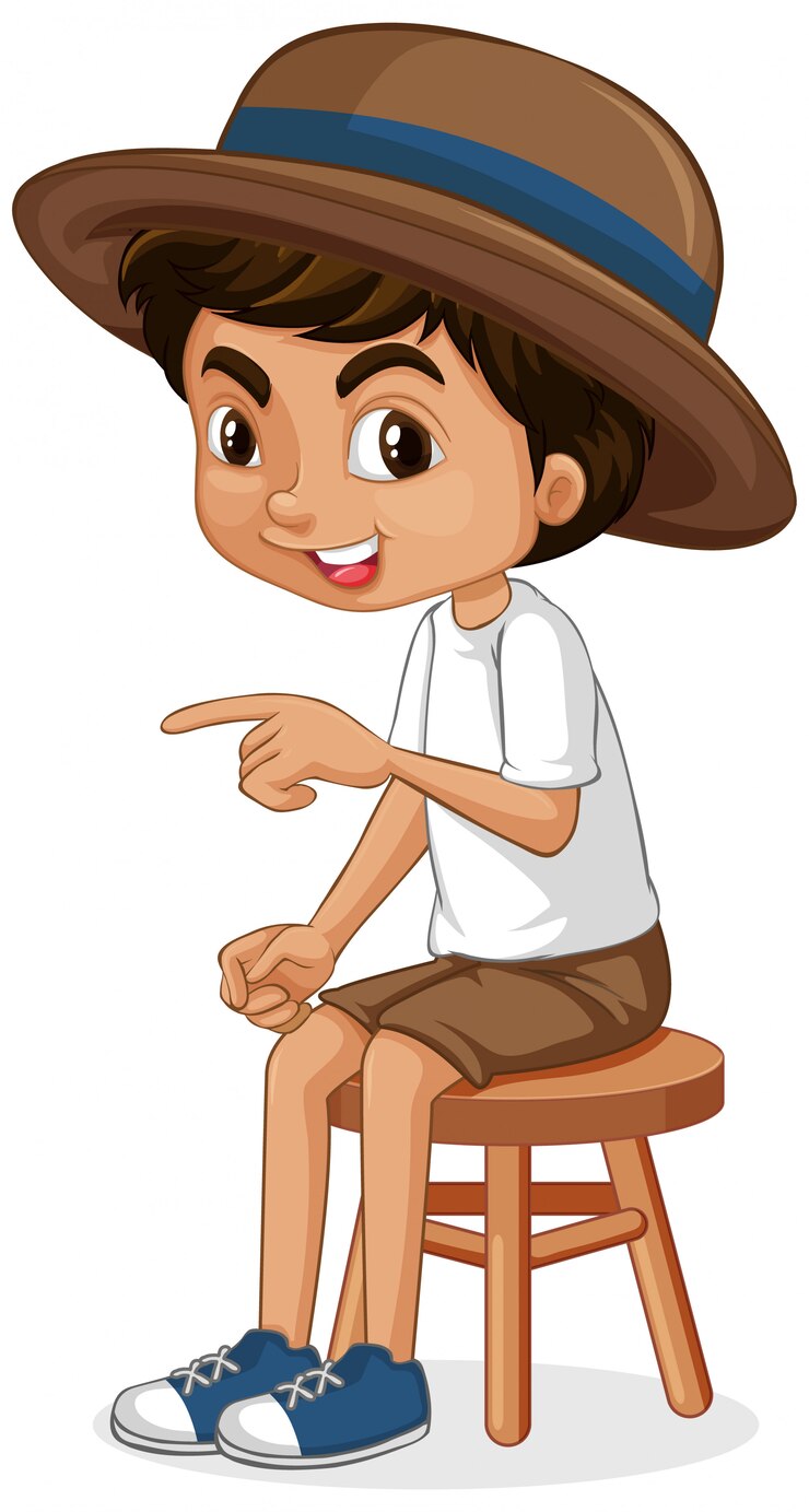 Vector gratuito un niño feliz sentado en las heces