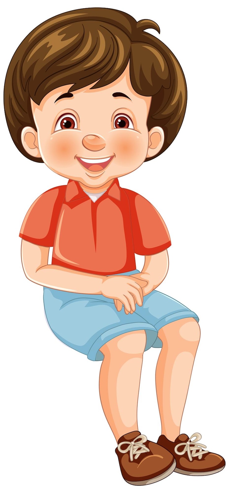Vector gratuito niño feliz sentado y sonriente
