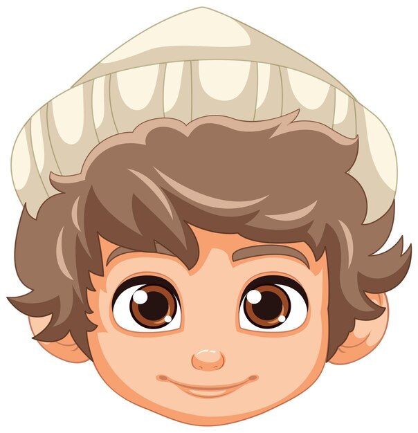 Niño con gorro de lana con expresión facial natural.