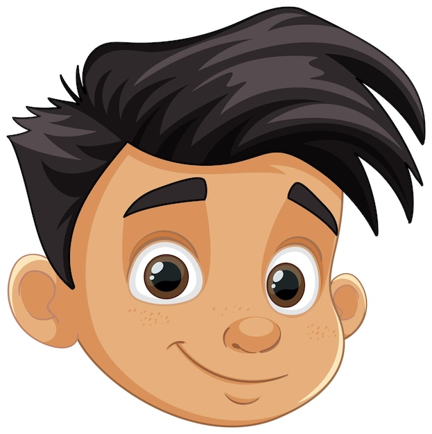 Niño guapo sonriente con cabello negro y ojos marrones