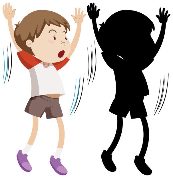 Niño haciendo ejercicio con su silueta