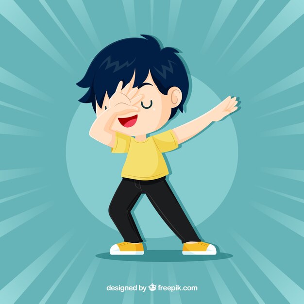 Niño haciendo movimiento dabbing