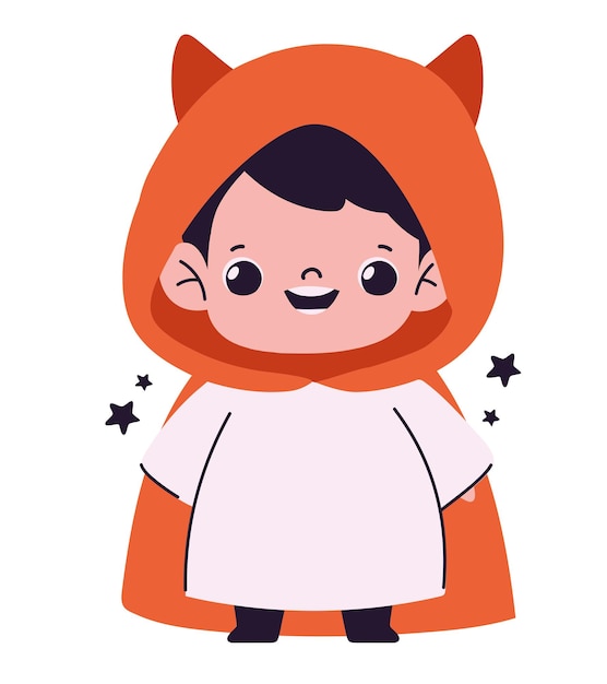 Vector gratuito niño de halloween vestido como un personaje de gato