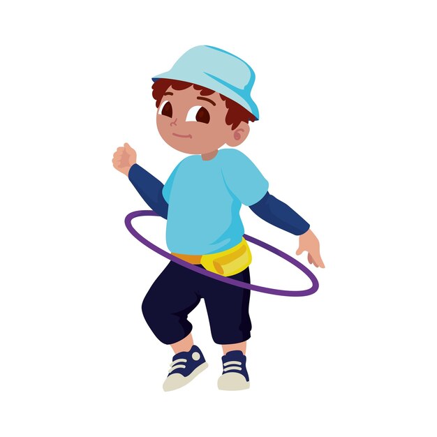 niño con icono aislado ula ula