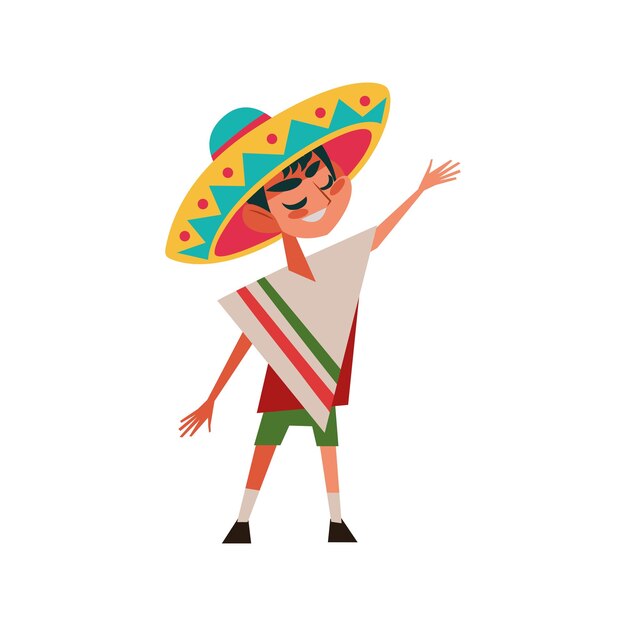 Vector gratuito niño con icono de ropa mexicana aislado