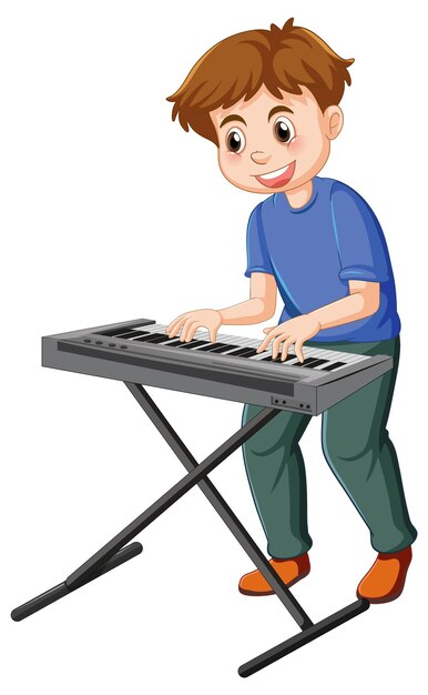 niño, juego, teclado eléctrico, piano, vector