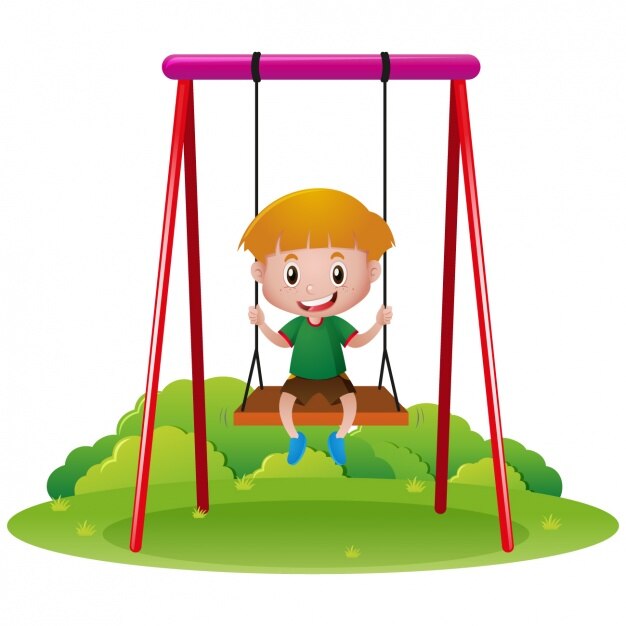 Niño jugando en un columpio