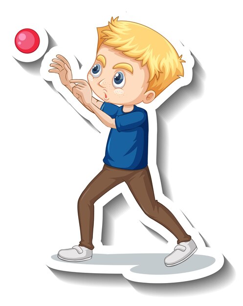 Un niño lanzando pelota personaje de dibujos animados