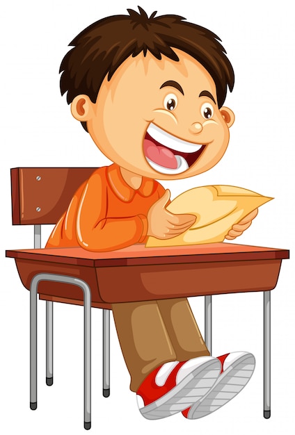 Un niño leyendo papel
