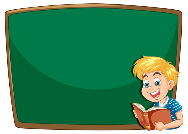 Niño leyendo en la pizarra