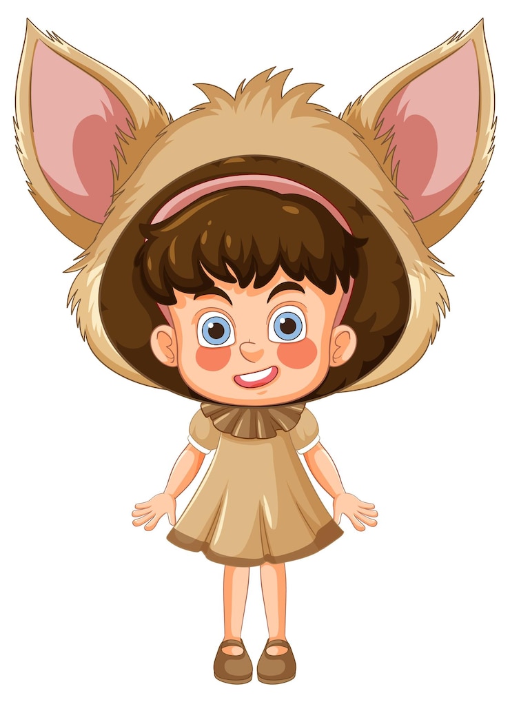 Vector gratuito niño con un lindo disfraz de animal