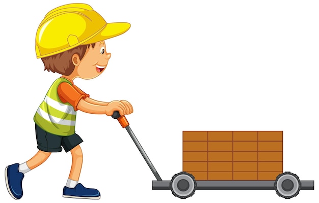 Vector gratuito un, niño, llevando, trabajador de la construcción