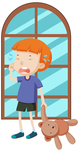 Niño llorando personaje de dibujos animados simple