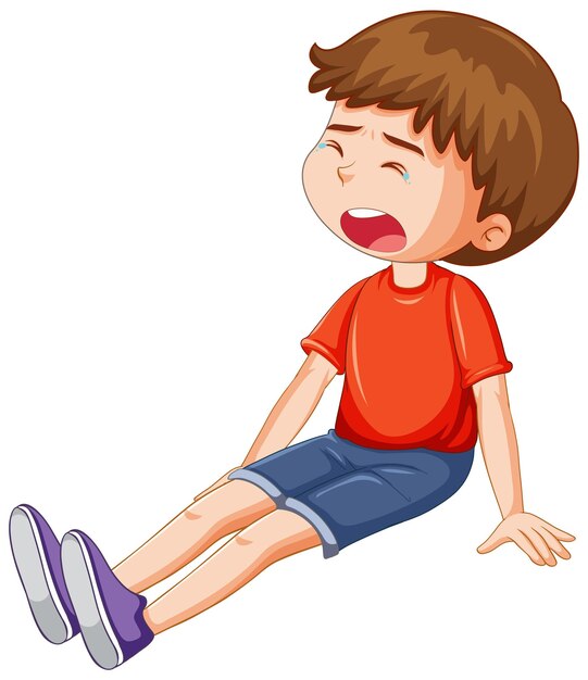 Un niño llorando personaje de dibujos animados