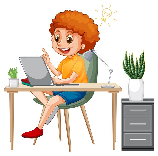 Un niño navegando por internet en una laptop