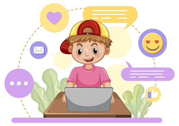 Un niño navegando en las redes sociales.