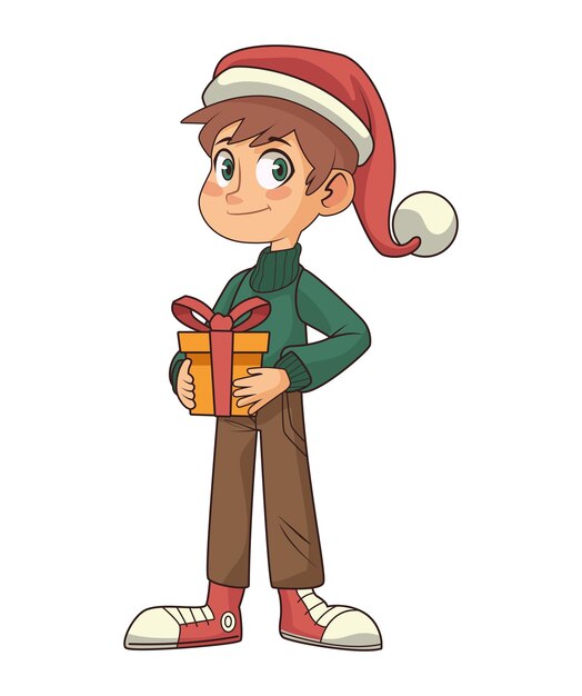 Niño de Navidad con árbol aislado
