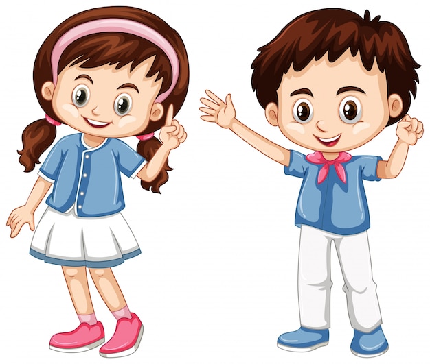 Niño y niña con cara feliz
