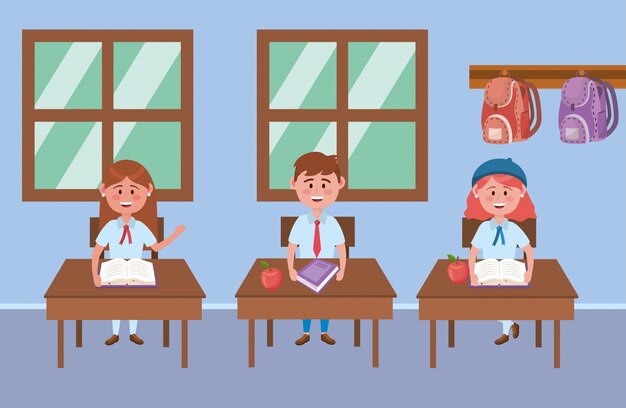 Niño y niña niño de la escuela.
