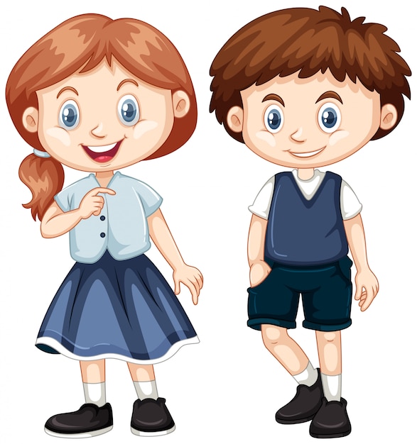 Vector gratuito niño y niña con sonrisa feliz