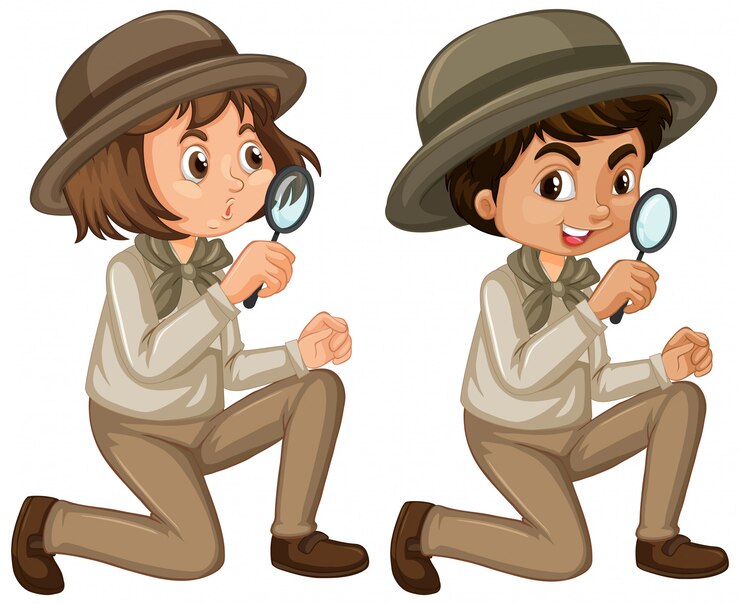 Vector gratuito niño y niña en uniforme scout aislado