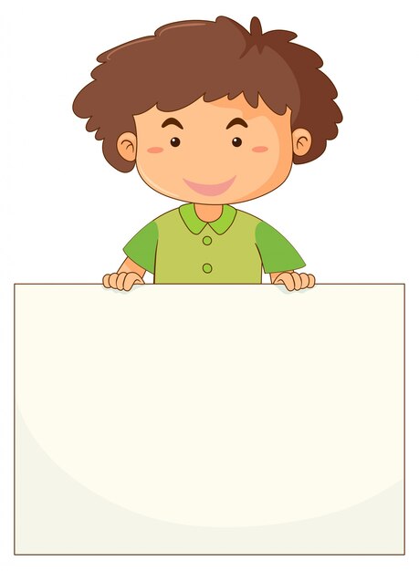 Niño pequeño con papel en blanco