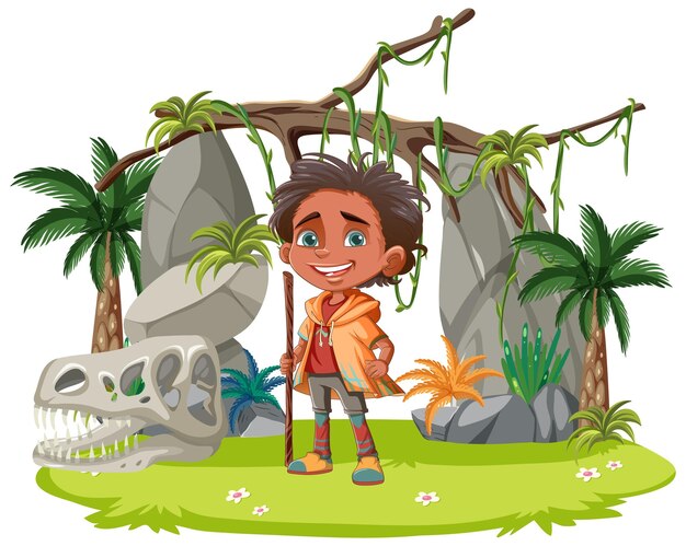 niño pequeño, senderismo, en, bosque