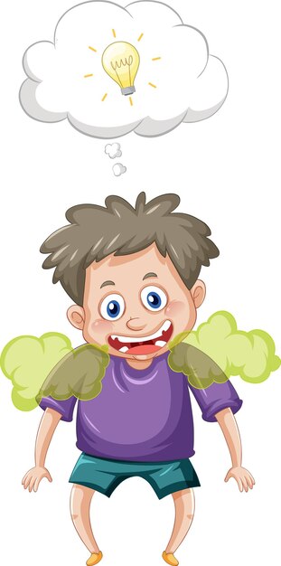 un, niño, posición, y, pensamiento, blanco, plano de fondo